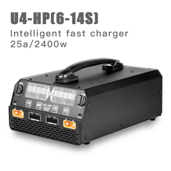 Cargador inteligente de equilibrio de doble canal EV-Peak de venta al por mayor para batería Lipo / Lihv 6S-14s 2500W/ 25A Dron agrícola